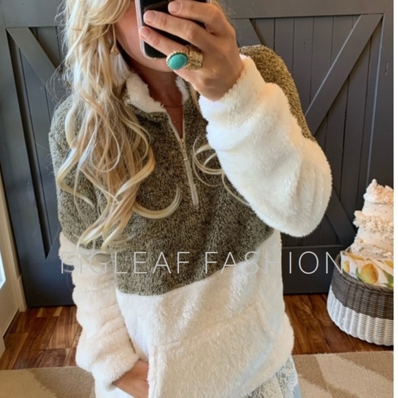 New Boutique Cozy Sherpa Fleece Pullover Jacket - Picture 2 of 4